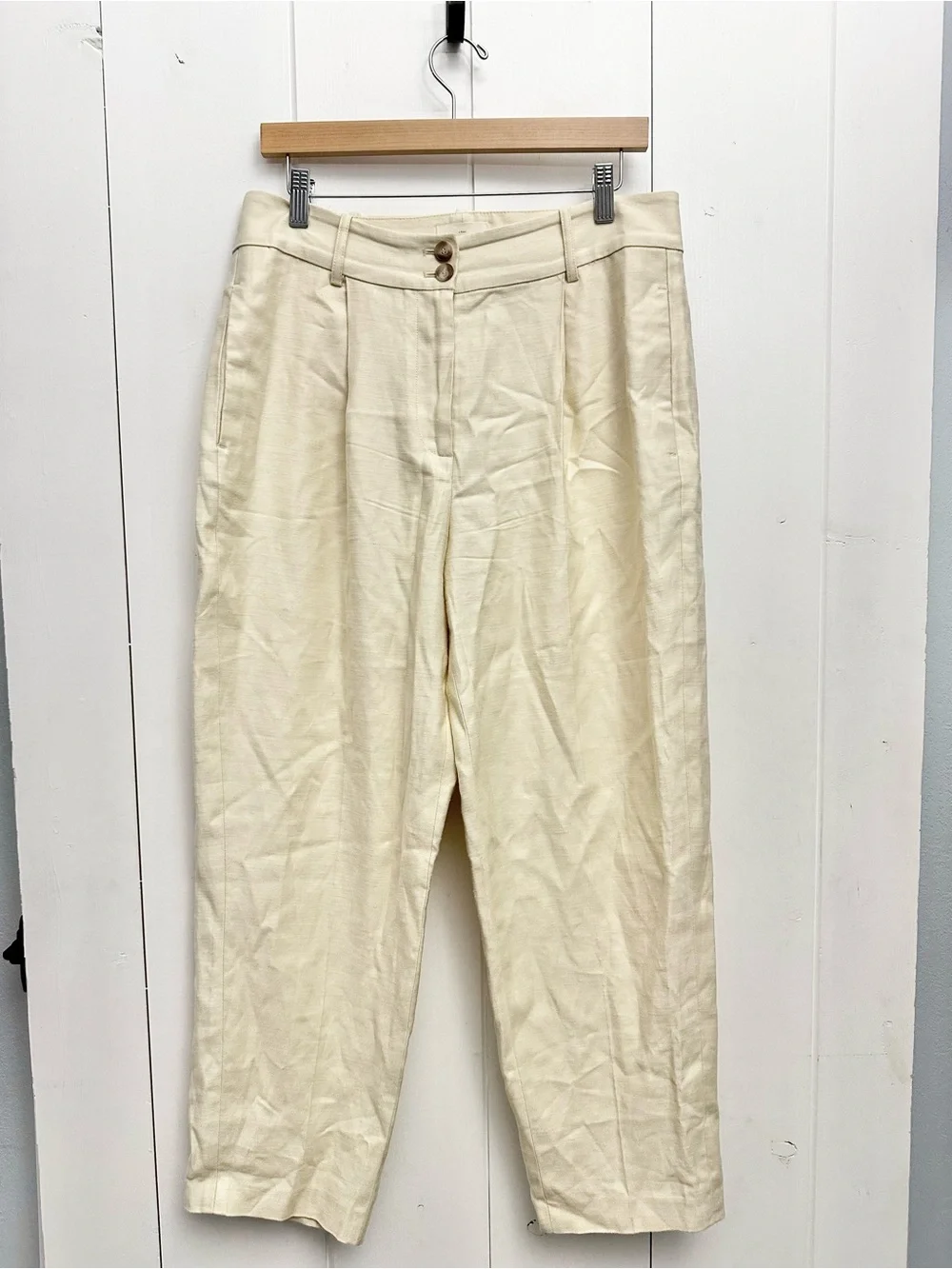 Sezane Cyprien Straight Pants In Cream Size 40